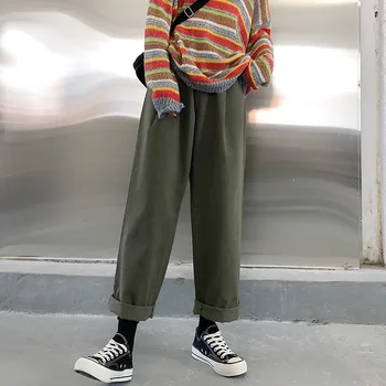 

Pack 2020 Gao Waist Slimming Loose Wide Leg Pants Elastic Waist Student Jeans K2914