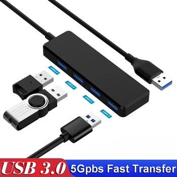 

USB 3.0 HUB Multi USB Splitter 4 Port Expander Multiple USB 3 Hab with Power Adapter LED Indicator USB3.0 Hub with Switch For PC