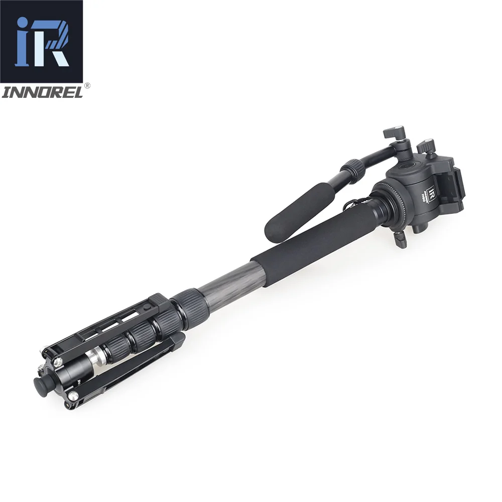 RM60CK Professional Video Monopod Kit 10 Layer Carbon Fiber for DSLR Camera Gopro Telescopic add Fluid Head Tabletop Tripod Base