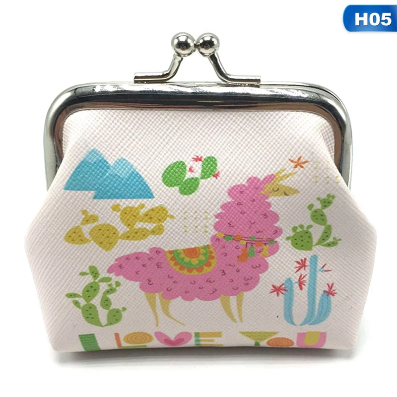 Unicorn Flamingo Cactus Alpaca Printed Coin Purse for Women Girls Cartoon Pattern Wallet Bag Zipper Coin Purse