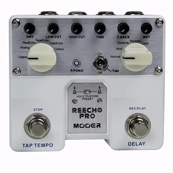 

MOOER Reecho Pro Digital Delay Guitar Effect Pedal 6 Delay Effects Loop Recording (20 Seconds) Function Twin Footswitch