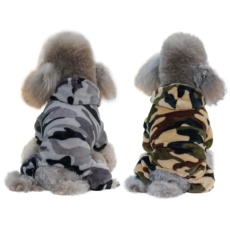 Теплая куртка с капюшоном для щенка камуфляжная для собаки флисовая одежда четырехногая верхняя одежда пальто для собак костюмы Одежда для домашних животных