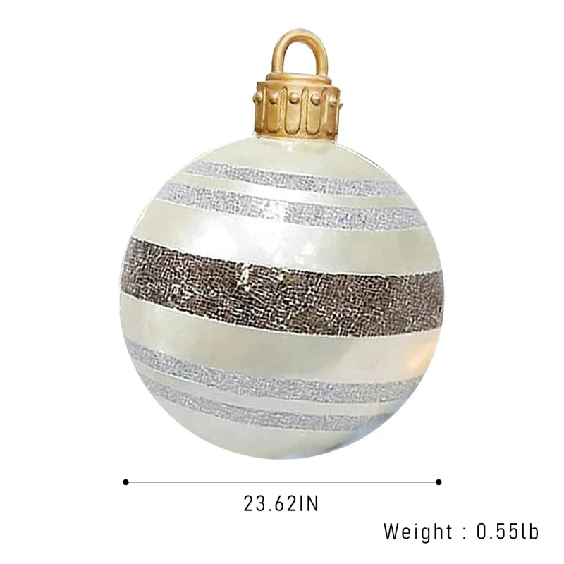 60cm Christmas Tree Ball Decorations Outdoor Home Yard Atmosphere PVC Inflatable Ball Giant Xmas New Year Gift Decor