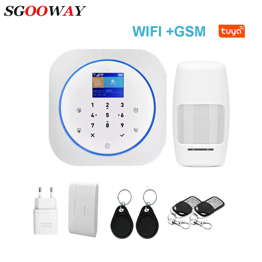 Sgooway сенсорная клавиатура Tuya Smart Life WI-FI GSM домашняя система охранной сигнализации Беспроводной с IP видео Камера Alexa Google Home