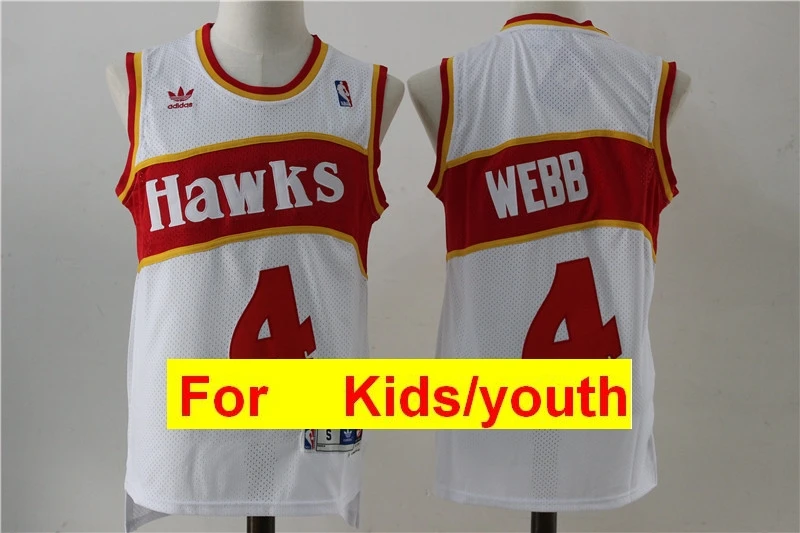 Бежевый Atlanta Dominique Wilkins Spud Webb Ретро баскетбольные майки для молодых детей - Цвет: Бежевый