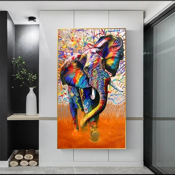 

XINQI African Colour Wild Animals Poster and prints Elephant Lion Rainbow Hunter Canvas Painting Graphic Bedroom Home Decoration