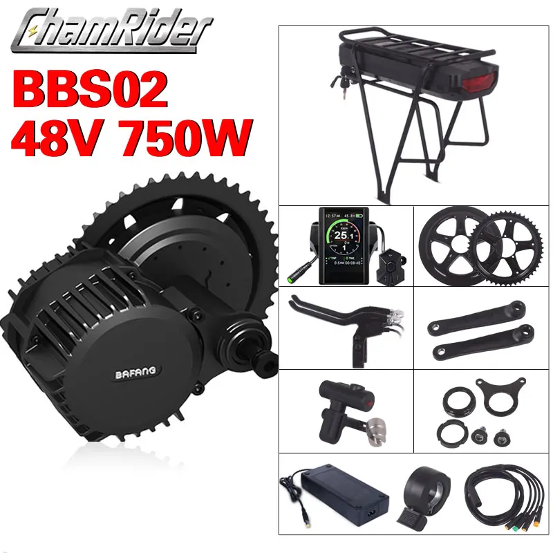 

Bafang BBS02B 48V electric bicycle kit 750W ebike conversion kit 8fun electric bike conversion kit Central Crank Drive 48V 20AH