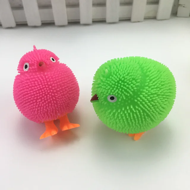 Cute Chickens Squidgy LED Flashing Puffer Ball Squeeze Stress Relieve Kids Toy 2