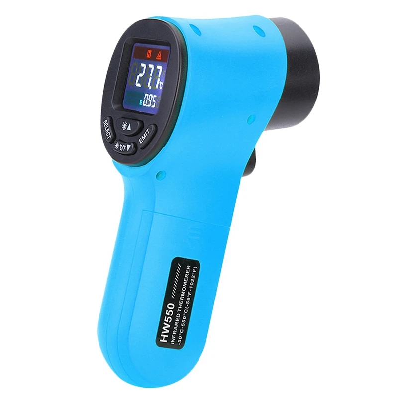 Infrared Thermometer Thermal Imager Handheld Digital Electronic Car Temperature Non-Contact Hygrometer HW550 Industrial(Blue
