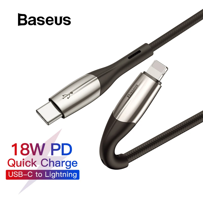 

Baseus Type C Cable for iPhone 11Pro Max Xs Max X 8 Plus PD 18W Quick Charging Charger USB Type-C for Lightning Cable Wire Cord