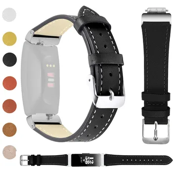 

40# Replacement Luxury Leather Watch Band Wrist Strap For Fitbit Inspire/inspire Hr Adjustable Solid Color Wristband Strap
