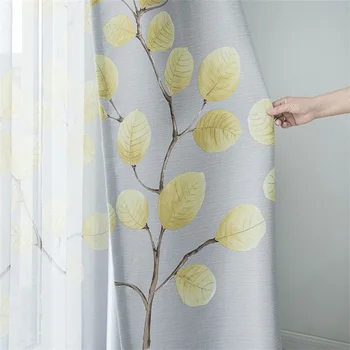 

Ready Made Curtain Modern Rustic Style Curtains High Shading Yellow Leaves Design Curtains For Living Room Bedroom Kitchen T2734