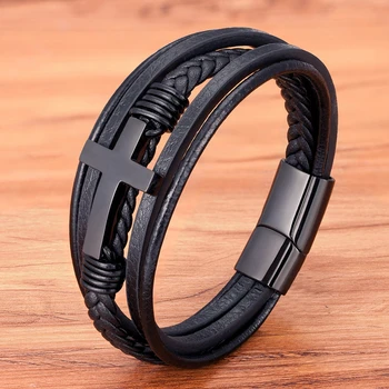 Afolabi Multicolor Cross Design Leather Bracelet