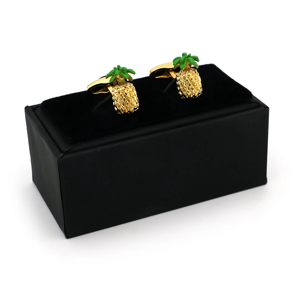 Мужские Запонки с ананасами Новинка фруктовый дизайн золотой цвет латунный браслет звенья оптом и в розницу
