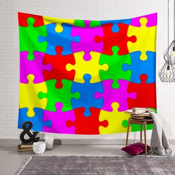 

Jigsaw Puzzle Tapestry Colorful Autumn Spring Blanket Home Decor Sleeping Mat Mural Beach Mat Carpet Tapestry for Bedroom