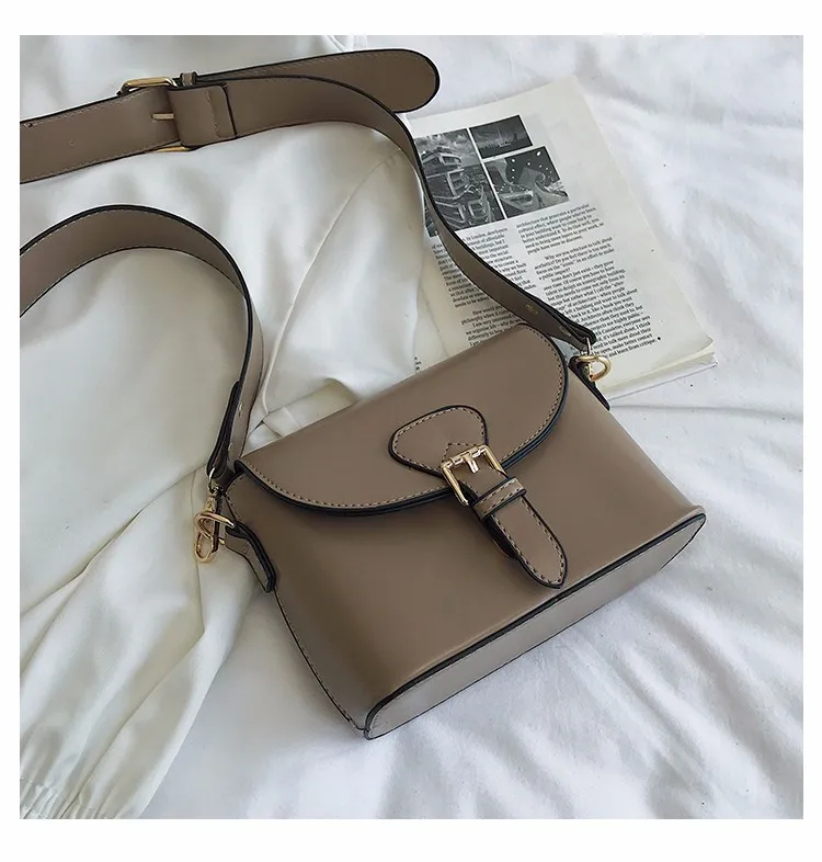 Модная молодежная сумка маленькая текстура Женская Высококачественная сумка-мессенджер широкий плечевой ремень Дамская пассажирская сумка Изысканная швейная нить - Цвет: Хаки