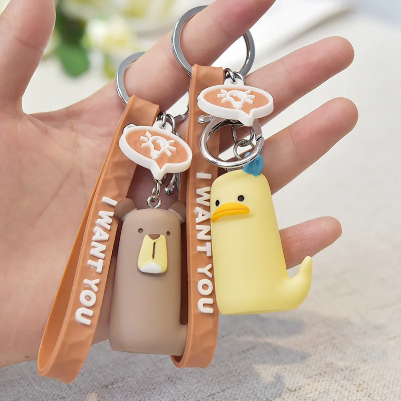 

1Pc Cartoon Simulation Animal Bear Chicken Car Key Ring Keychains for Women Cute Doll Keyring Pendant Charm Bag Jewelry K13