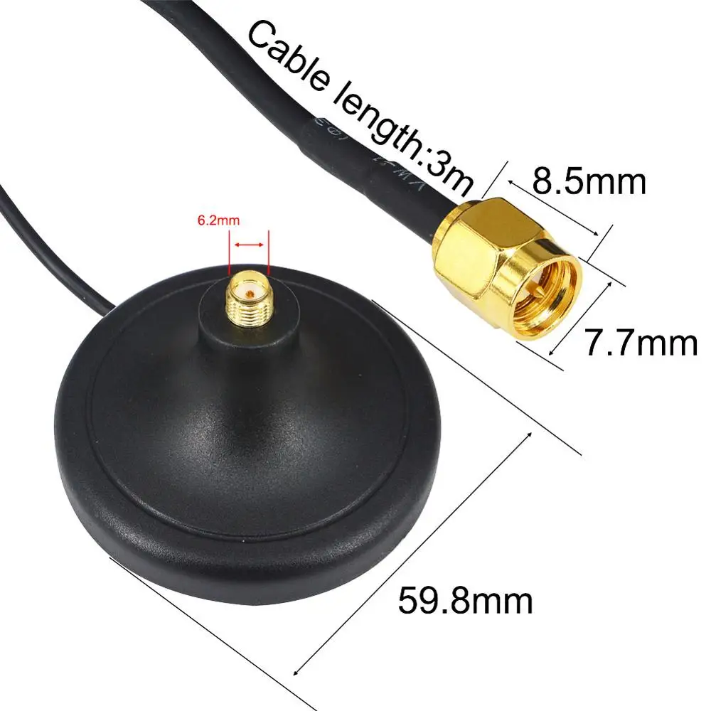 2.4G WiFi Antenna Magnet Base with SMA Male Plug GSM Antenna 3G Magnetic Stand RG174 3M Cable wifi antenna