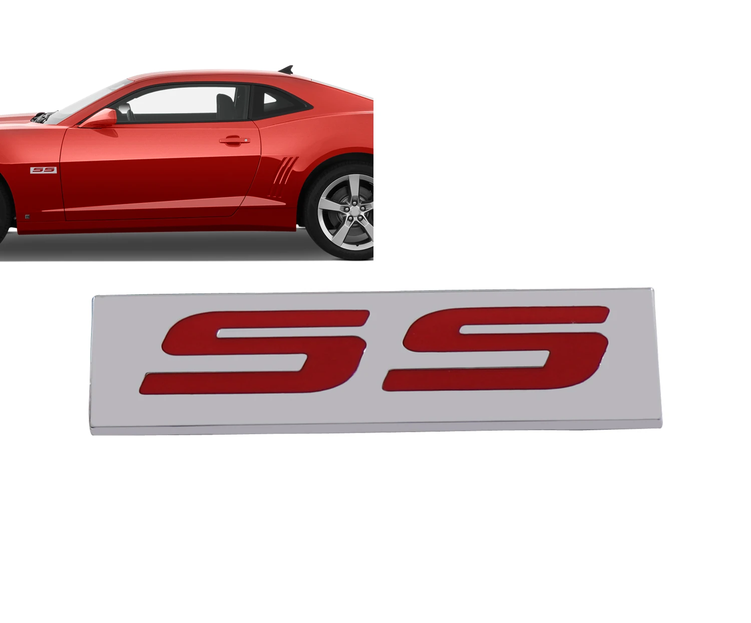 

Chrome Red SS for Camaro Silverado Fender Trunk Lid Emblem Decal Badge Sticker