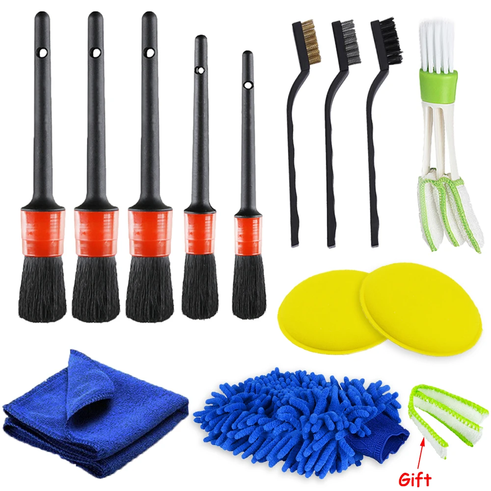 18pcs Cleaning Brush Set Car Dust Dirt Clean Tool Kit Cleaner Electric  Drill Part For Air Holes Leather Rims Auto Detail Small Cleaning Brushes  For