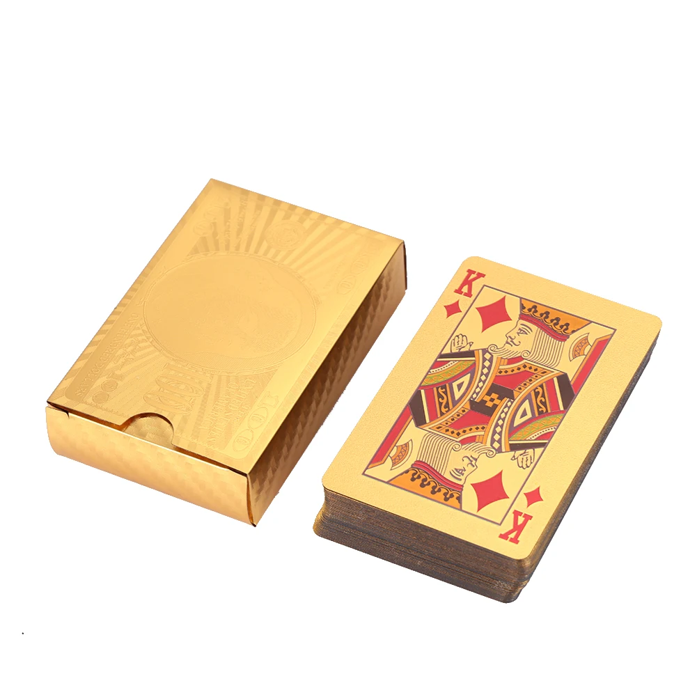 54PCS/Set Gold Foil Playing Card Golden/Gray Games Collection Party Luxury Poker Gold Economic 24K Board Gift Playing Card - Color: 1