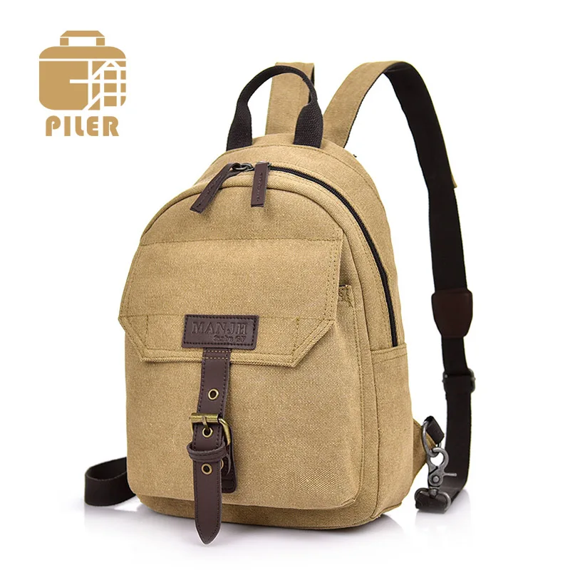 

Piler Multifunction Canvas Small Vintage Men Backpack Shoulder Bags Chest Bags School Backpack for Teenagers Boys Travel Bag