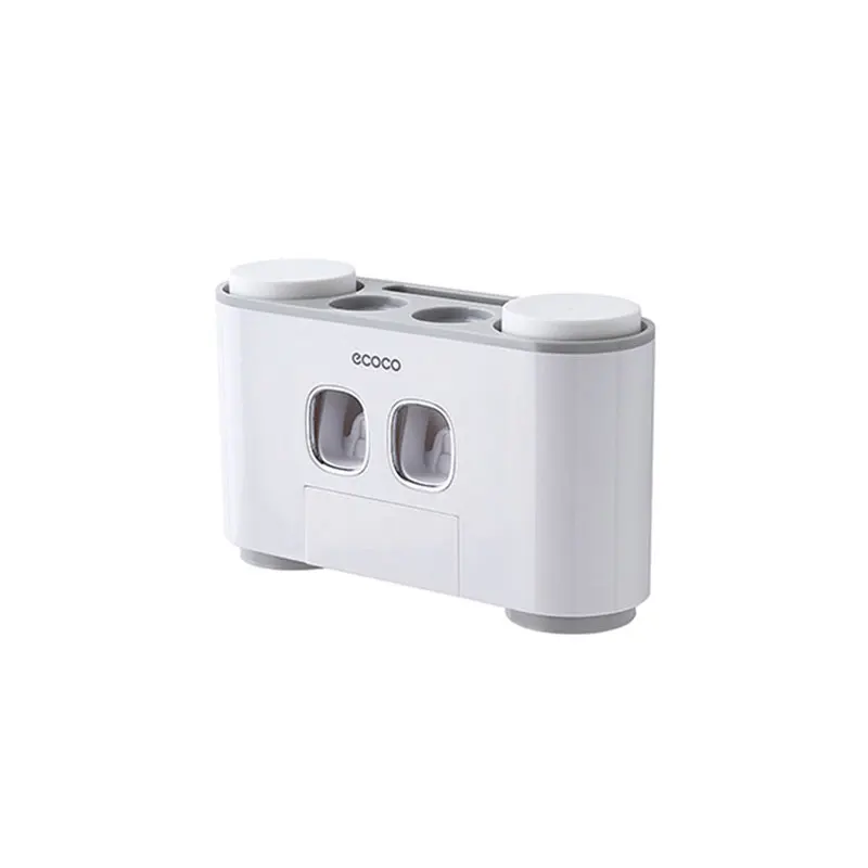 Светло-серый Automatic ToothBrush Holder Wall Mount Toothpaste Dispenser Storage Toothpaste Squeezer Rack with 4 Cups Bathroom Products - Цвет: Светло-серый