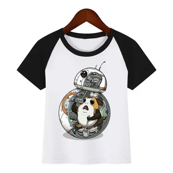 

Children New Cartoon STAR WARS Porg Funny Print Summer T-shirt Kids Fashion Clothing T Shirt Children Cartoon T-shirt