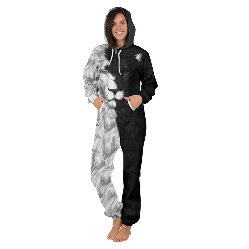 Fashion Add Wool 3D Printed Anime Hoodie Pajamas Romper Zip Jumpsuit Hoody Couple Men Women Insulation Comfortable Adult Jacket
