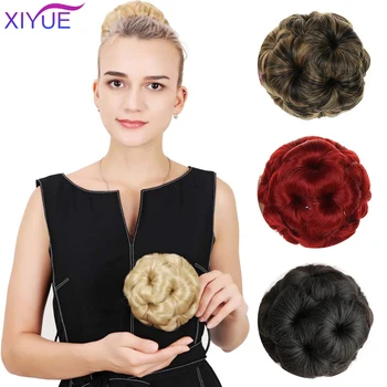 

Women Curly Flower Chignon Hair Bun Donut Claw In Hairpiece Extensions Synthetic High Temperature Fiber Chignon for Girls