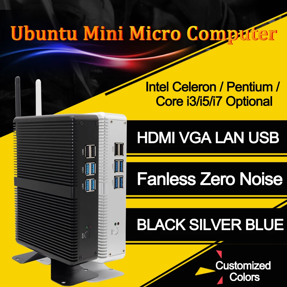 Topton безвентиляторный мини ПК Nuc Intel i7/i5 7200U i3 7100U DDR3L MemoryWindows 10 Linux настольный компьютер 300M WiFi 4K HTPC HDMI VGA