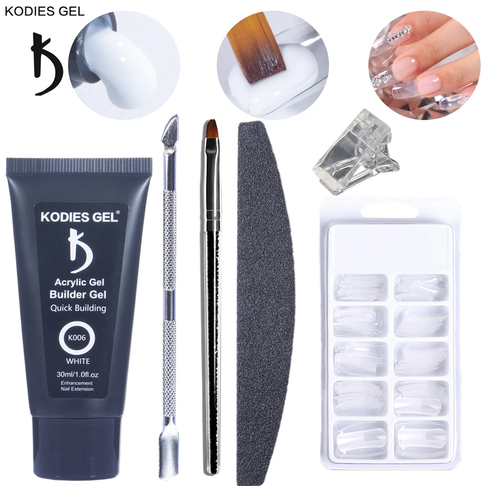 Photo Product KODIES GEL 30ML Poly  Builder Gel Nail Kit Acrylic Gellak Extension Set False Tips for Manicure Fingertip Extend Nailart Design