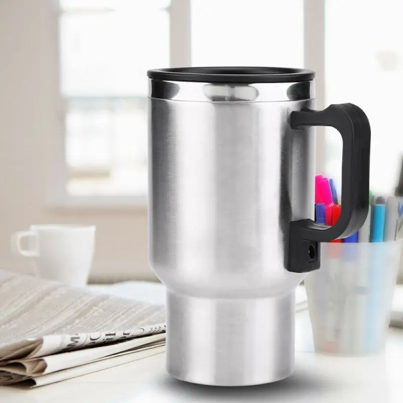 500ML Car Based Heating Stainless Steel Cup Kettle 12V Travel Coffee Heated Mug Food Grade Stainless Steel Food Grade PP