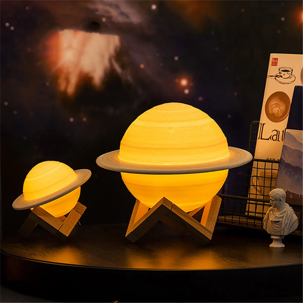 Перезаряжаемая 3D печать лампа Сатурна луна лампа домашний декор для спальни Ночной светильник 2 цвета 16 цветов детский подарок на день рождения