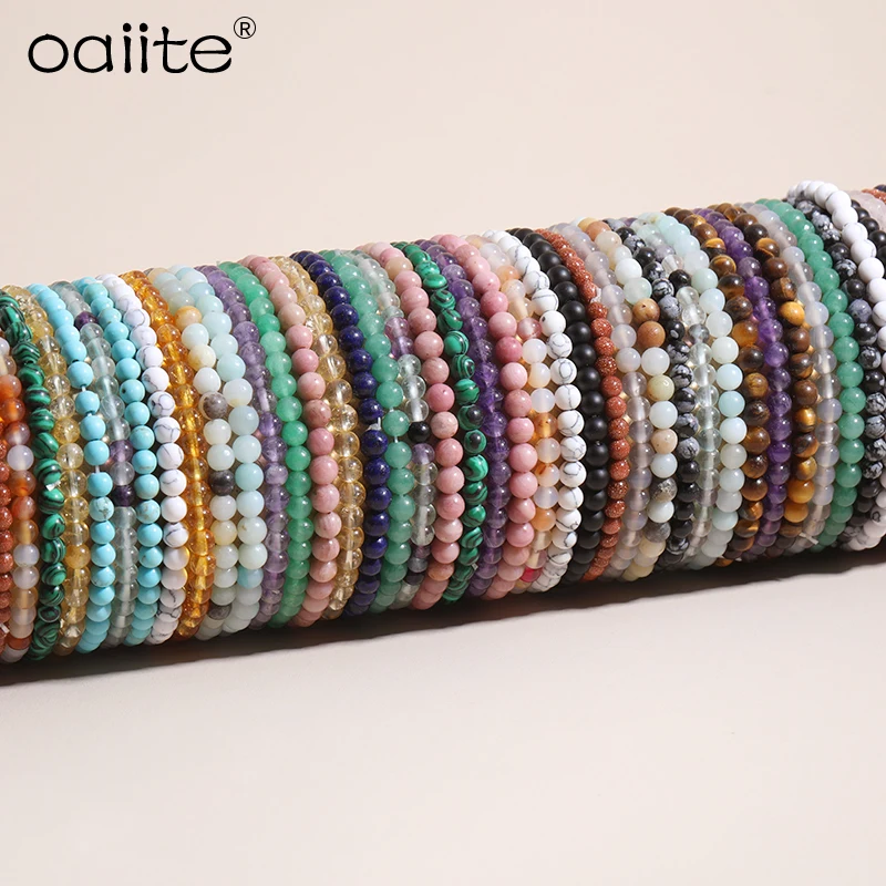 OAIITE 4mm Mini energía brazaletes con piedras naturales brazalete con cuentas de Yoga meditación de las mujeres de los hombres pulsera de ayudar a traer saludable
