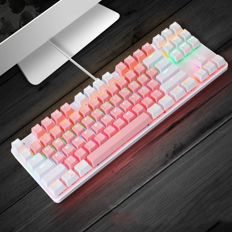Mecânico de Jogos Teclado com Fio para Pro Teclado Teclas Jogo Anti-fantasma Interruptor Azul Cor Backlit Gamer Computador Portátil 87 - Imagem 6