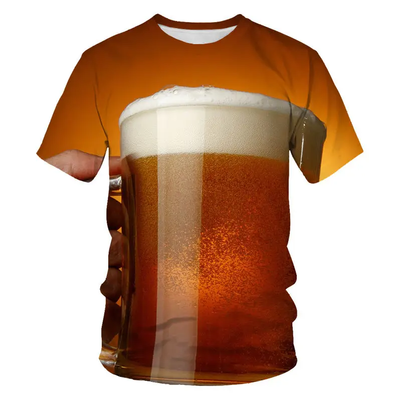 Лето Новинка Мужская 3D футболка банки пива печатных хип хоп Crewneck короткий рукав мужчины/женщины футболки топы - Цвет: NT-436