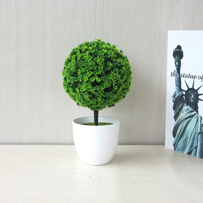 Green Подражать сосны вишня в цвету мяч горшок искусственный цветок, бонсай Моделирование декоративный праздничный украшения для дома и свадьбы - Цвет: Green