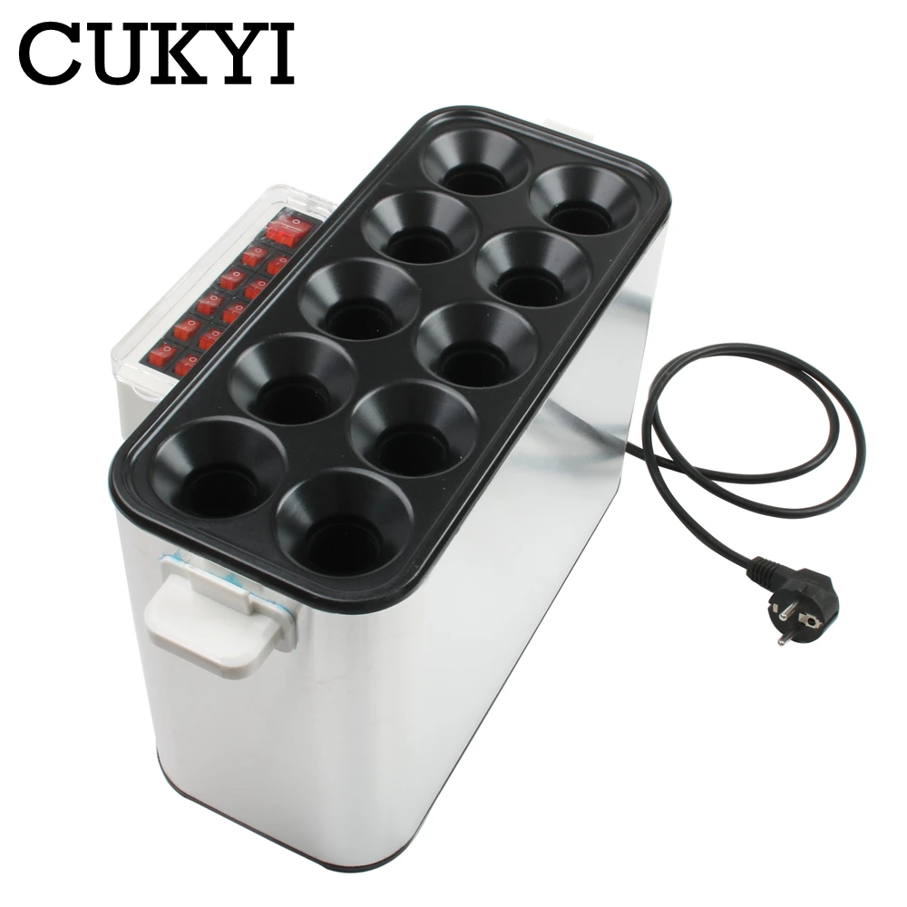 CUKYI 10 Tubes Commercial Eggs Sausage Machine 220V Automatic Breakfast Hot Dog Maker Egg Roll Baking Machine Omelette Master 2