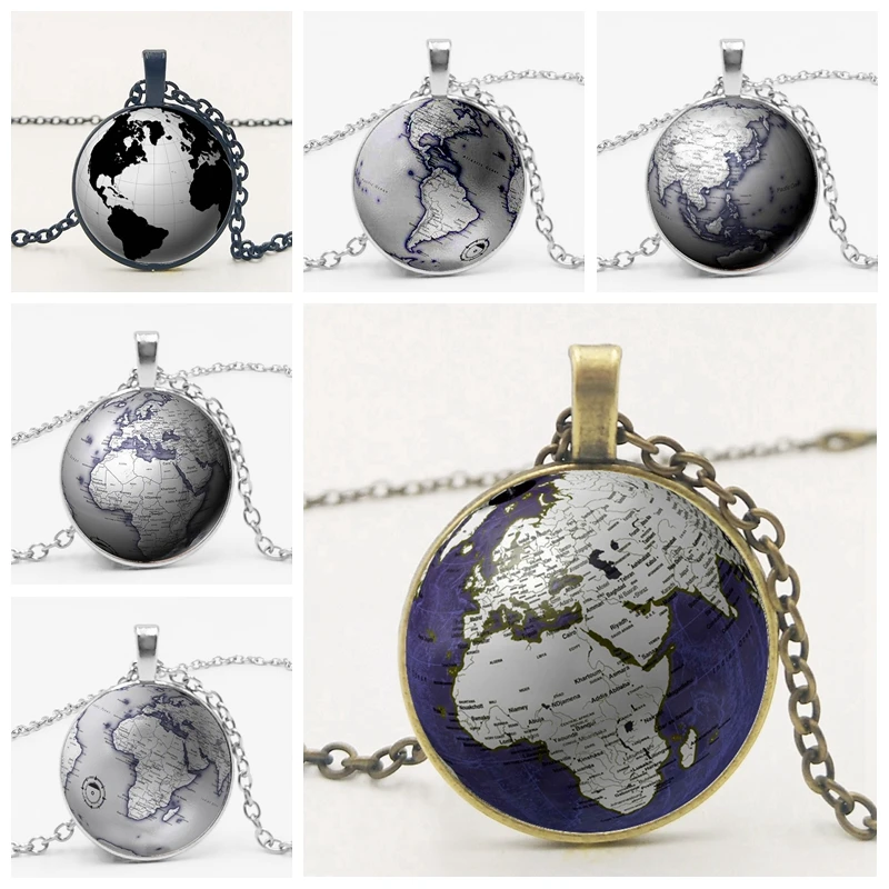 2019 новая мировая Земля Карта семь океана время сломанный тренд ожерелье Мужская