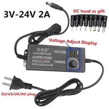Universal Adapter DC Adaptador 3V 4V 5V 6V 7V 8V 9V 10V 12V 14V 15V 16V 17V 18V 20V 22V 24V 2A ปรับอะแดปเตอร์จ่ายไฟ(China)