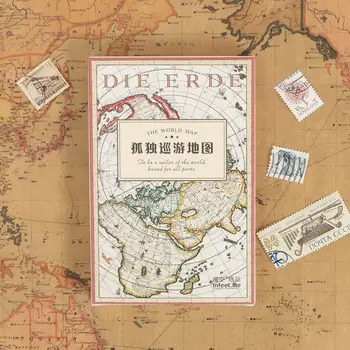 

30 pcs/lot Retro Cruise world map Birthday Wedding Xmas Festival Invitation Blessing Fashion Creative Greeting Card
