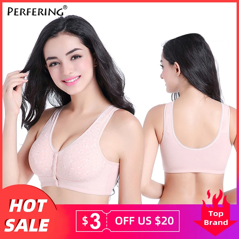  Perfering Front Button Bra Plus Size Comfort Cotton Bra Women Bralette Lingerie Lady Leisure Wirele