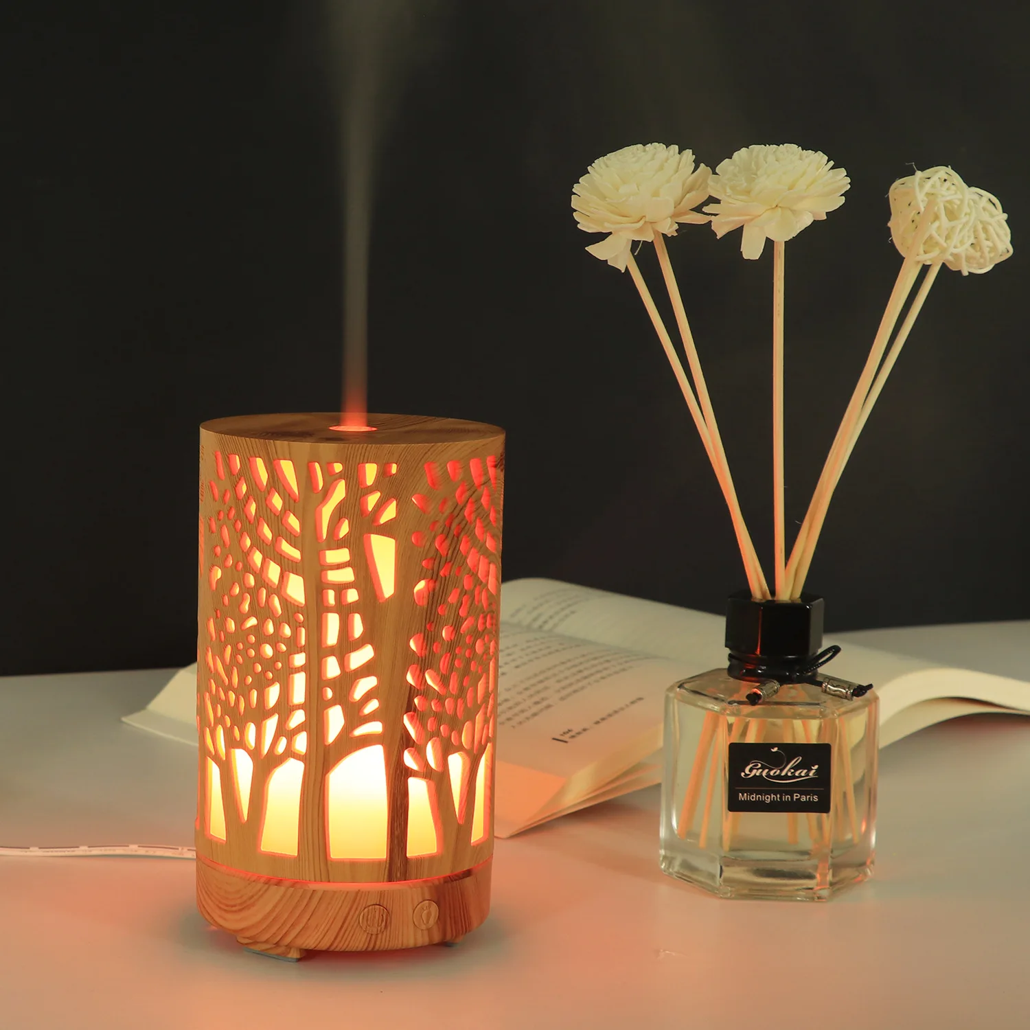 

Cross Border New Products Branch Aroma Diffuser Mini Air Purification Expansion Incense Smart Humidifier Wood Grain Household 10
