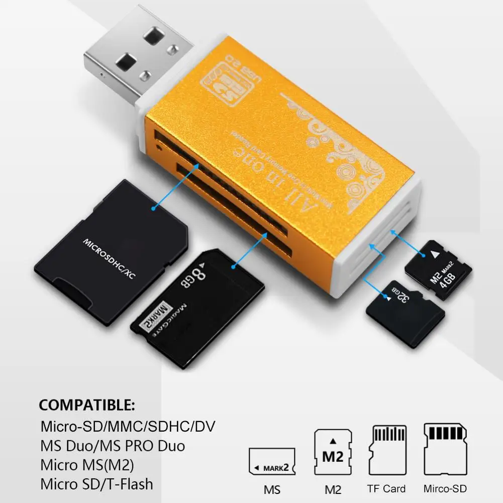 Кард ридер USB 2 0 для SD Micro TF карта памяти адаптер ноутбука аксессуары мульти Смарт
