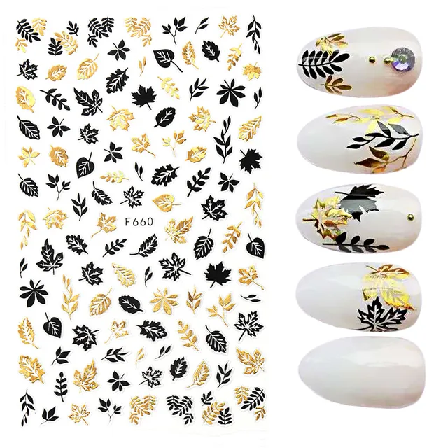 3D Nail Stickers Leaves Butterfly Panda Love Heart Design Stickers For Nails Manicure Foil Nail Art Decor pegatinas para uñas A140118