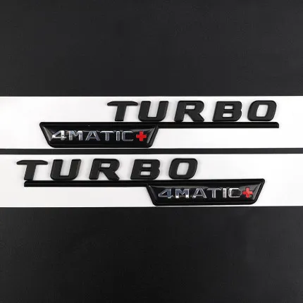 3D ABS Пластик BITURBO TURBO 4matic эмблема значок и надписью автомобильной фирмы переднее крыло наклейки для Mercedes Benz 4matic+ E63 C63 - Цвет: black turbo 4matic