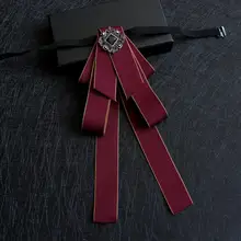 Британский мужской женский свадебный деловой смокинг банкетные вечерние униформы галстук-платок Винтажный галстук-бабочка для жениха из сплава со стразами и кристаллами