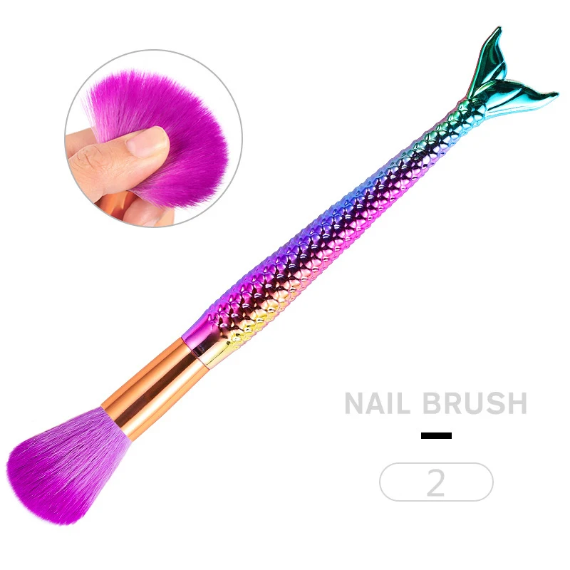Mermaid Pen - 2 Форма русалки градиентная Ручка Маникюр Педикюр очиститель пыли Очистка ногтей щетка для чистки красочные инструменты 1 шт - Цвет: Mermaid Pen - 2