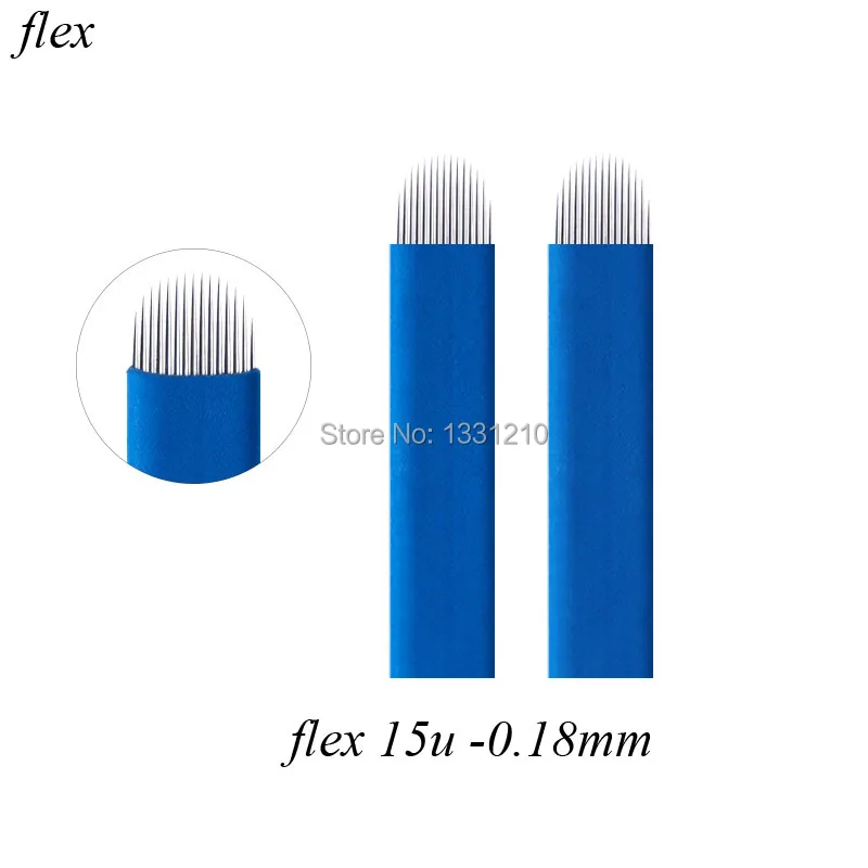 0,18 мм 15 U форма Laminas Tebori Flex Microblading 15 U форма иглы татуировки для бровей